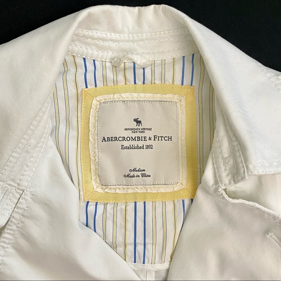 ABERCROMBIE & FITCH Trench Coat, White, Size Medium - Picture 6 of 8